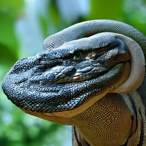 Prompt: boa constrictor and Komodo dragon mutant animal