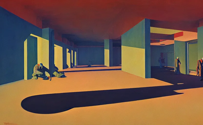 Prompt: Inside a Nuclear facilities , very coherent, painted by Edward Hopper, Wayne Barlowe, painted by James Gilleard, airbrush, art by JamesJean