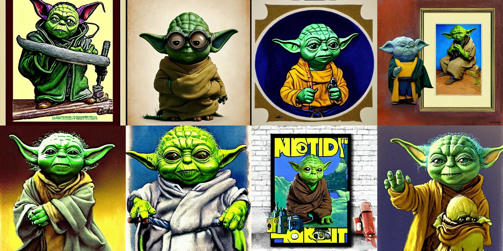 Prompt: Yoda as a Minion in the style of Norman Rockwell