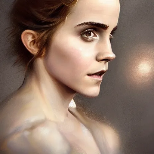 Image similar to A beautiful portrait of Very funny actress Emma Watson looking like an old monkey, Emma Watson actress blended monkey face, like , powerful , magic, thunders, dramatic lighting, intricate, wild, highly detailed, digital painting, artstation, concept art, smooth, sharp focus, illustration, art by artgerm and greg rutkowski and alphonse mucha, footage