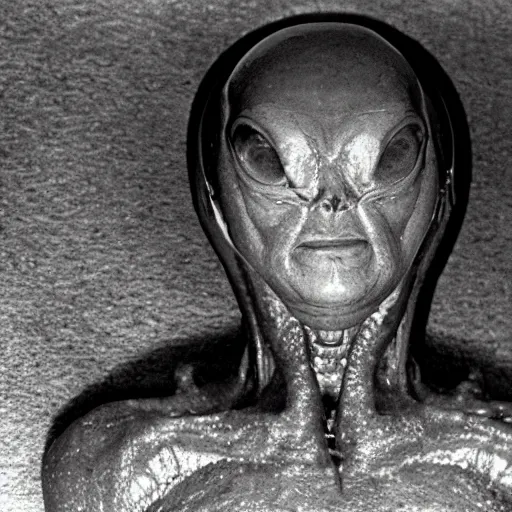 Prompt: photo of alien autopsy done by Ronald Reagan on the recovered Roswell aliens , psychedelic