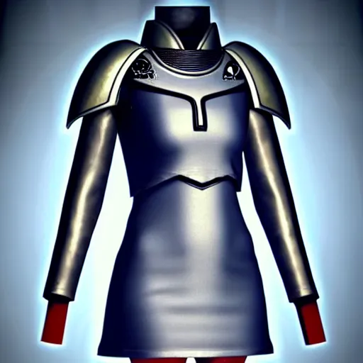 Prompt: a tennis dress from the future. Warhammer style with armor shields. designed by H.R. Giger