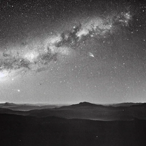 Image similar to stunning photograph of the milky way taken by ansel adams from a spaceship