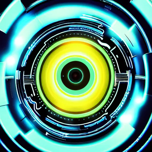 Image similar to horizontal centered neon cyberpunk distortion field electron tube eyeball with concentric data rings around it, glowing, fantasy, networking, camera shutter iris, singularity, clouds, circuitry, explosion, dramatic, intricate, elegant, highly detailed, digital painting, network, artstation, concept art, smooth, sharp focus, illustration, octane render