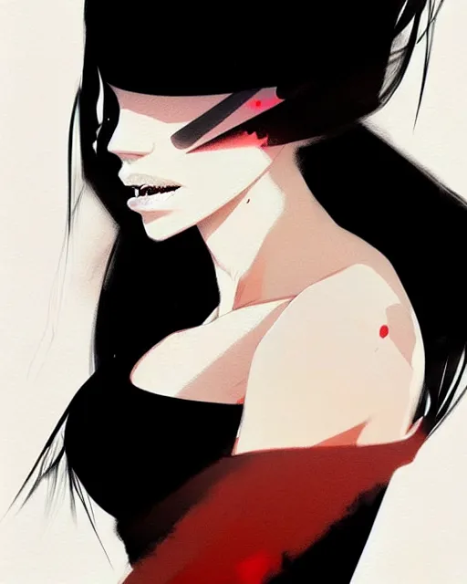 Image similar to a ultradetailed beautiful panting of a stylish woman wearing a black dress, by conrad roset, greg rutkowski and makoto shinkai, trending on artstation