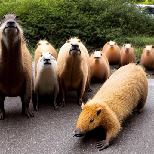 Image similar to Capybara cult meetup at a denny's 3 A.M. backrooms discrete math