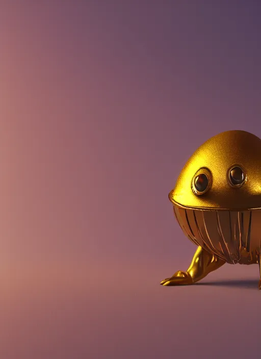 Prompt: a golden alien sitting in a broken egg shell, realistic details, cinematic lighting, 8K HD