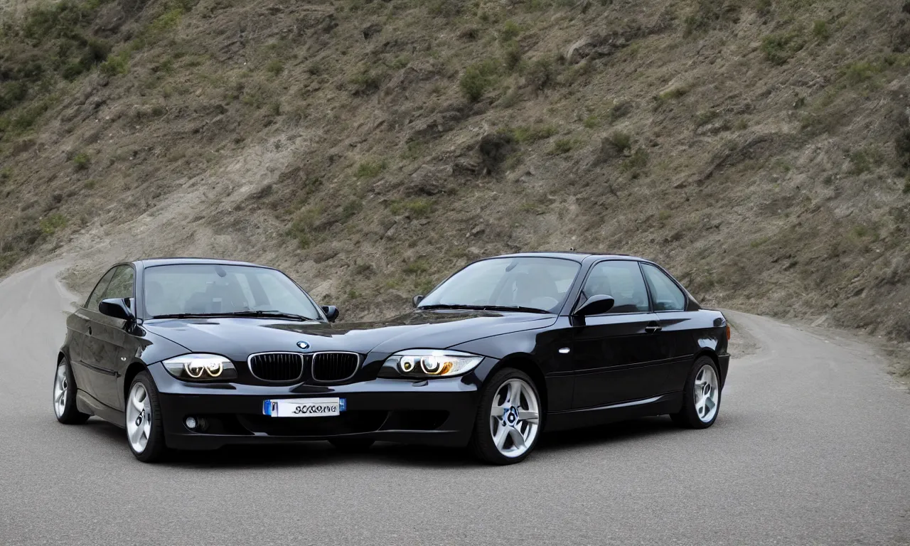 Image similar to beautiful black bmw 2 0 0 3 driving on the road uhd 4 k colors