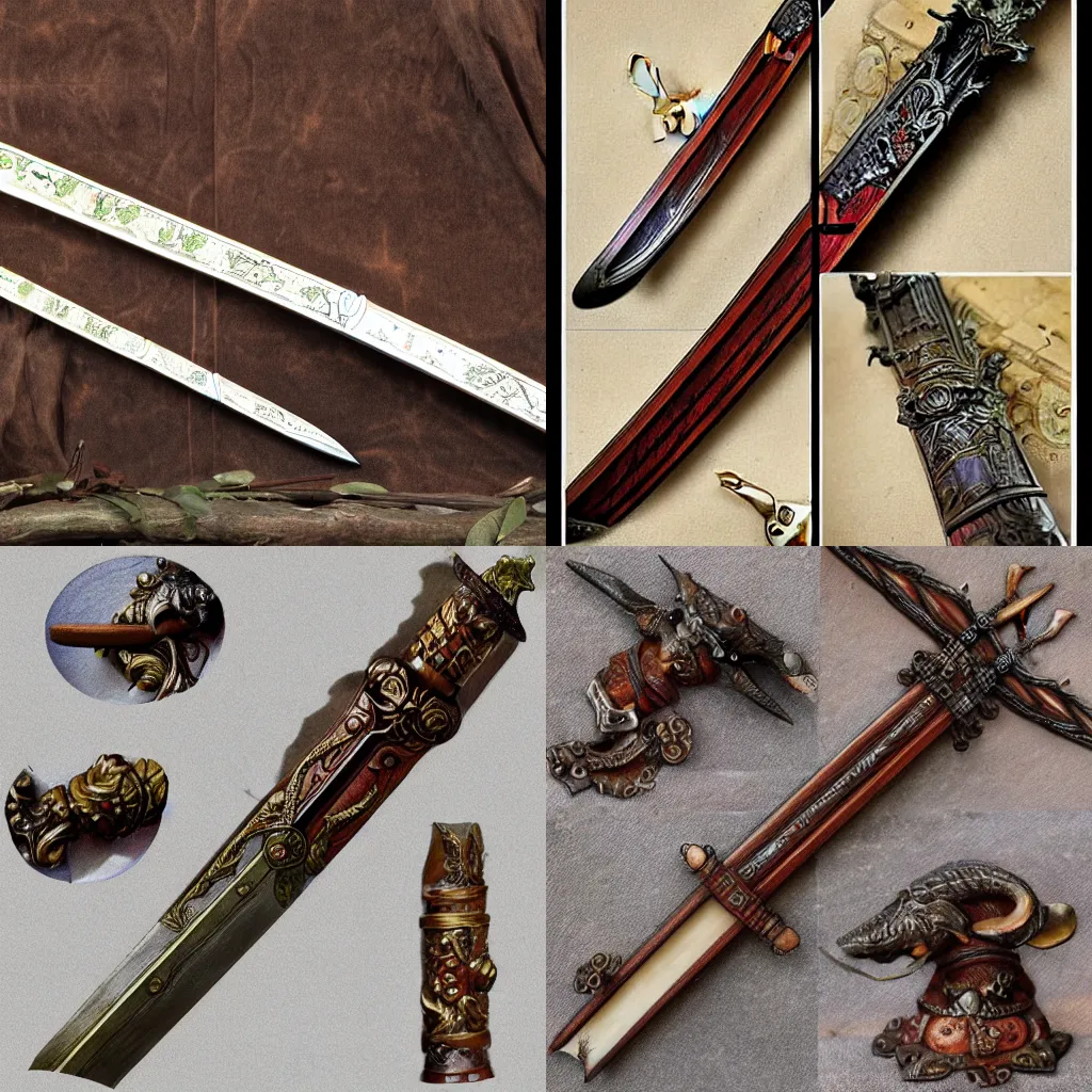 Prompt: Lapin's Wooden Sword, fantasy, highly detailed and ornate, legendary relic