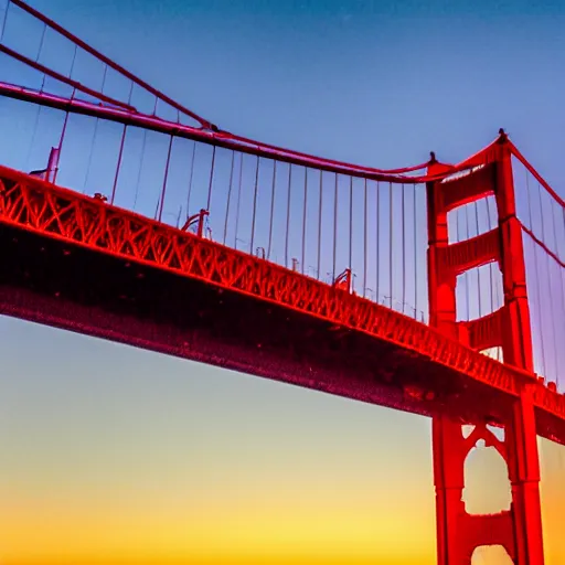 Image similar to a photo of a airplane flying under golden gate bridge at dusk