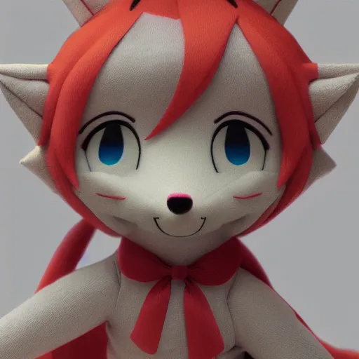 Prompt: cute fumo plush of a foxgirl tailor, three point lighting, dramatic, anime, vray