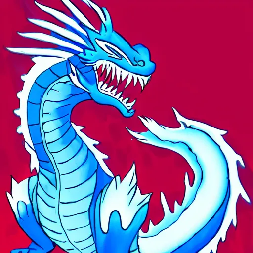 Image similar to an anthropomorphic blue dragon with icy scales, cartoon art trending on furaffinity
