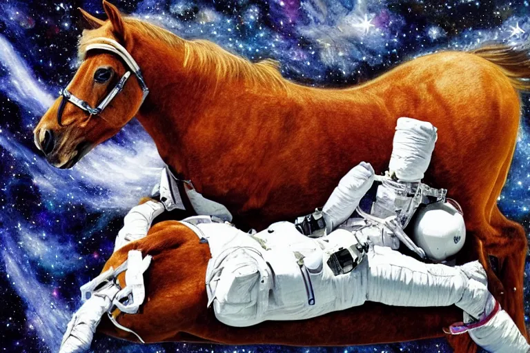 Image similar to horse lying on astronaut, arstation