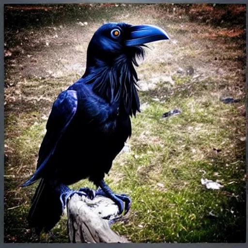 Prompt: “a raven looks at the camera. full of personality and charisma. Striking features and pose.”