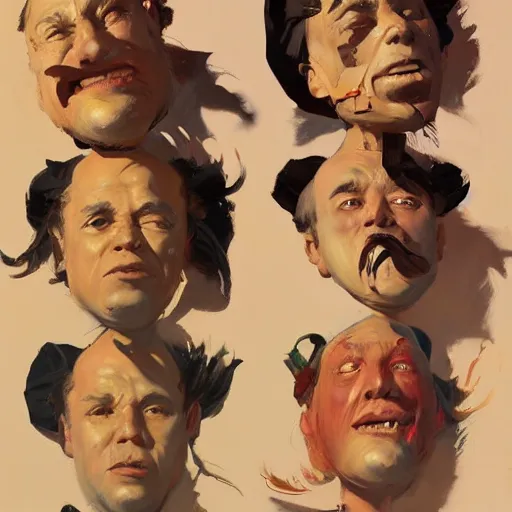 Prompt: greg manchess portrait comical faces of peole falling on the ground, organic painting, sunny day, matte painting, bold shapes, hard edges, street art, trending on artstation, by huang guangjian, gil elvgren, ruan jia, randy vargas, greg rutkowski