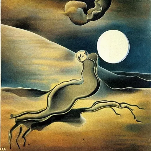 Prompt: where did the moon go? art by salvador dali