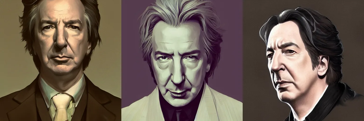 Prompt: portrait of Alan Rickman as a detective, highly detailed, digital painting, artstation, concept art, sharp focus, illustration, art by artgerm and greg rutkowski and alphonse mucha