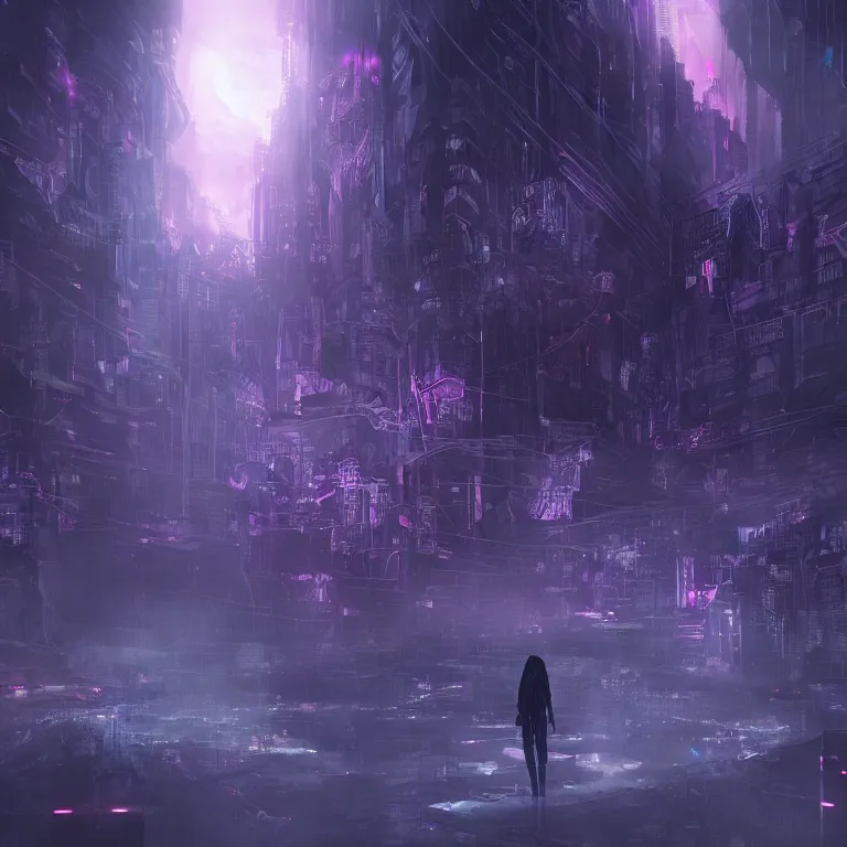 Prompt: the void, digital fantasy render, neonpunk, dread and despair