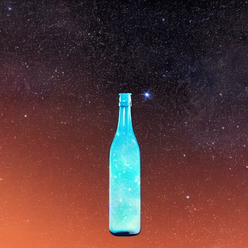 Prompt: detailed photo of galaxy in bottle