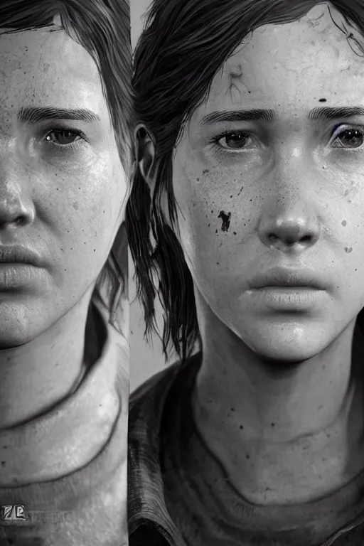Image similar to ultra detailed facial portrait of ellie from the last of us part 2, micro expressions, highly detailed, trending on artstation, cinematic lightning, sharp focus, illustration, 8 k, elegant
