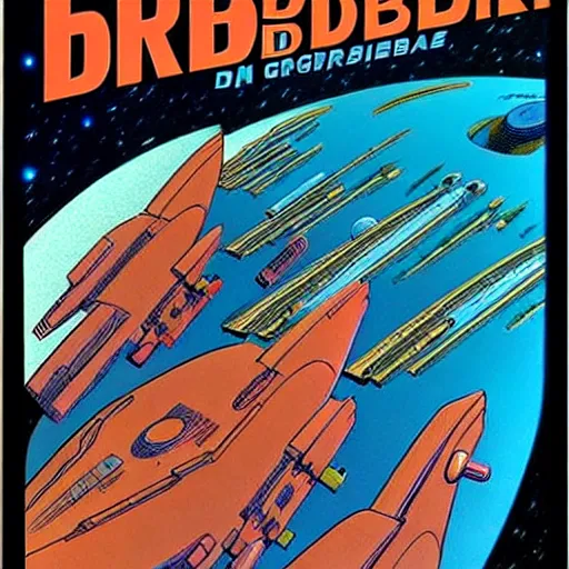 Prompt: the crew of the enterprise - d on the style of jean giraud moebius