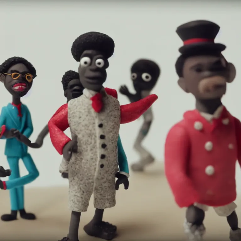 Prompt: a cinematic film still of a claymation stop motion film hey ya! music video outkast, shallow depth of field, 8 0 mm, f 1. 8