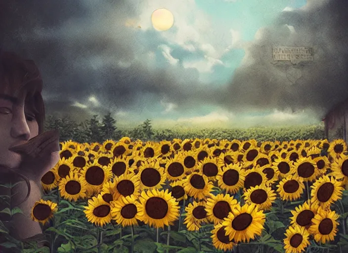 Image similar to 🪐🌻, lowbrow inthe style of camille rose garcia, matte painting, 8 k,