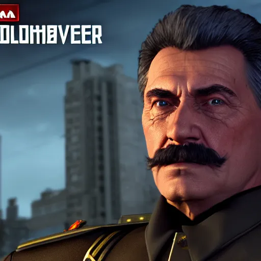 Prompt: Cinematic shot of Joseph Stalin Doomslayer, hd 4k, AAA game, octane render