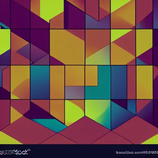 Image similar to geometric art of a bedroom, made entirely from gradients, colorful, vector graphics