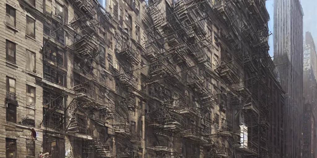 Image similar to new york city block facade. texture. doors. storefronts. cement. wall street. art by greg rutkowski and william o'connor
