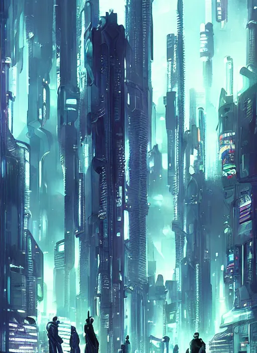 Image similar to a couple of people standing next to each other, cyberpunk art by Stephan Martinière, cgsociety, retro futurism, dystopian art, official art, futuristic