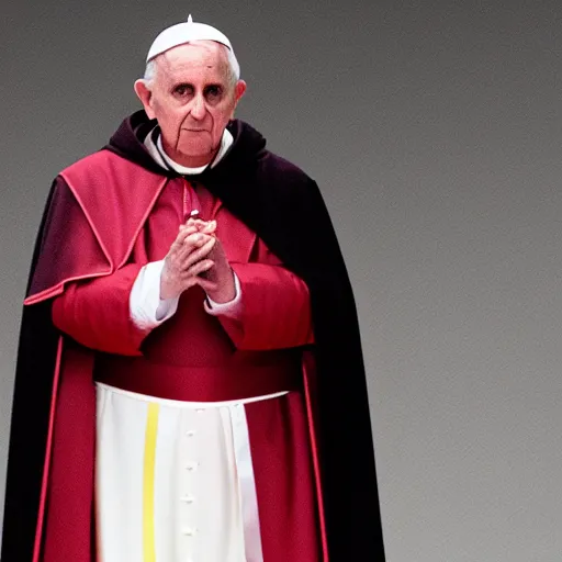 Image similar to pope benedict wearing sith cloak as chancelor palpatine in star wars episode 3, 8 k resolution, cinematic lighting, anatomically correct