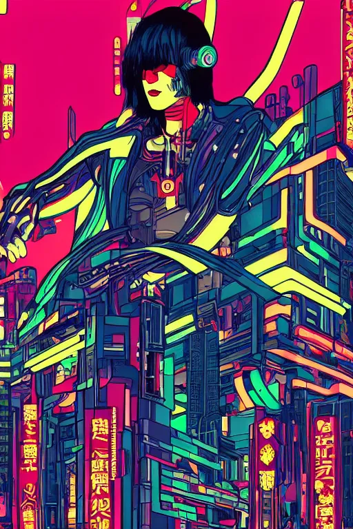 Image similar to futuristic japanese cyberpunk by roy lichtenstein, by ben - day, bladerunner pixiv contest winner, cyberpunk style, cyberpunk color scheme, mechanical, high resolution, hd