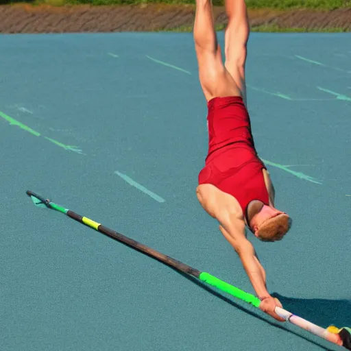 Image similar to a tadpole pole vaulting