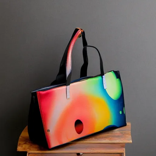 Prompt: designer bag in the shape of an artist's palette