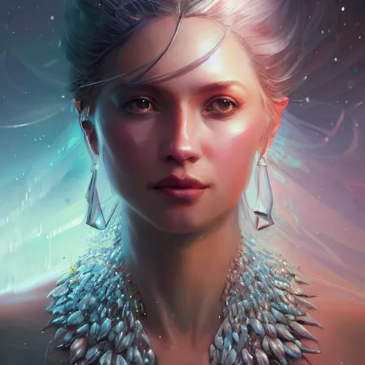 Image similar to a beautiful portrait of a crystal goddess by greg rutkowski and raymond swanland, trending on artstation, ultra realistic digital art