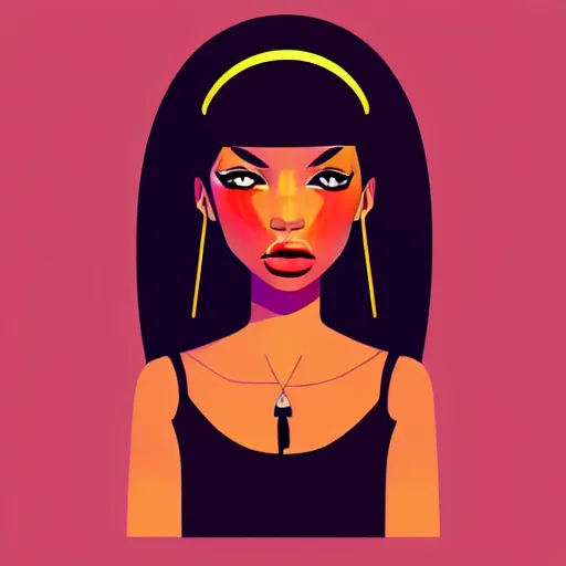 Prompt: a 2 d character design, vector art, black female singer, digital art, portrait, 4 k, 8 k, sharp focus, smooth, illustration, concept art