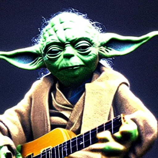 Image similar to yoda performing at woodstock