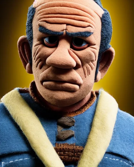 Image similar to tuco salamanca as a muppet. highly detailed felt. hyper real photo. 4 k.