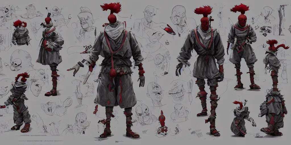 Image similar to pennywise, character sheet, concept design, contrast, kim jung gi, greg rutkowski, zabrocki, karlkka, jayison devadas, trending on artstation, 8 k, ultra wide angle, pincushion lens effect