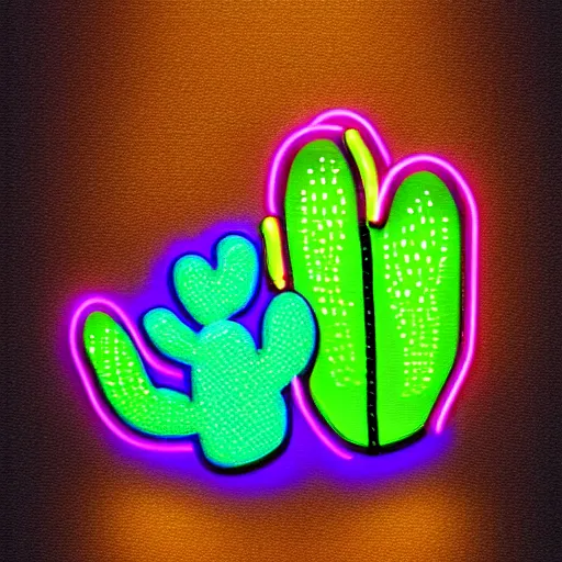 Image similar to a neon sign depicting a cactus, digital art, highly detailed, realistic, bright colors, 8 k