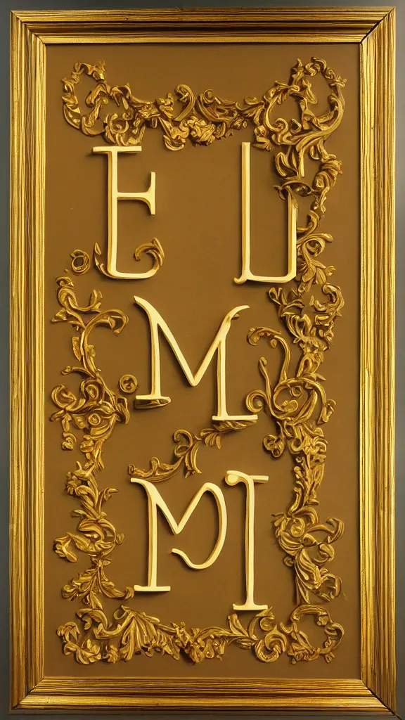 Prompt: oil painting of the letter M baroque with frame photorealistic