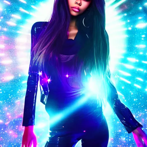 Image similar to madison beer a an intergalactic popstar dancing on a planet, render, blender render, unity render, 4 k wallpaper, art station trending, artstation 4 k coherent, coherent, 4 k, detailed, hyperdetailed, artifact - free, completely coherent, sharp, madison beer