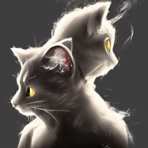 Prompt: Cats made of smoke digital art trending on Artstation