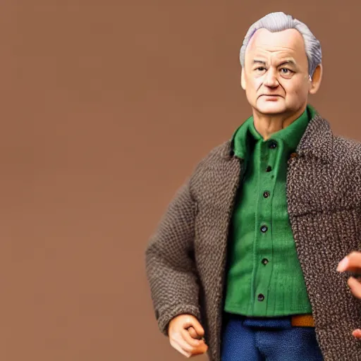 Prompt: action figure of bill murray, product shot