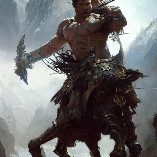 Image similar to a fierce and muscular male warrior in full armor, muscular, handsome, fantasy character portrait by greg rutkowski, gaston bussiere, craig mullins, simon bisley