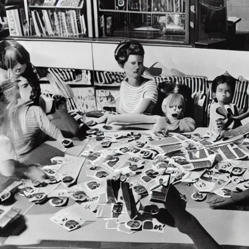 Prompt: a communist revolution in Candy Land, 1960s historical photo
