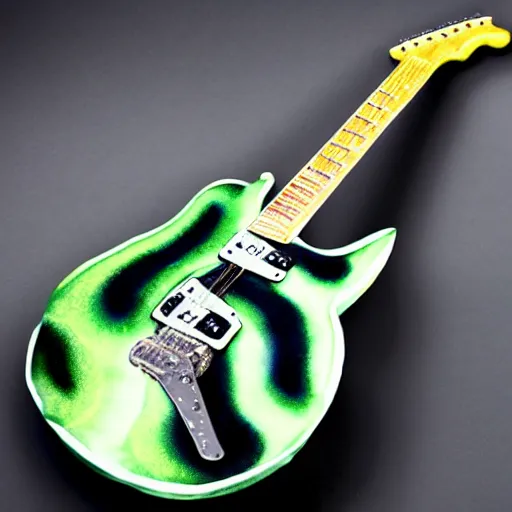 Image similar to an electric guitar made entirely out of gelatinous goo