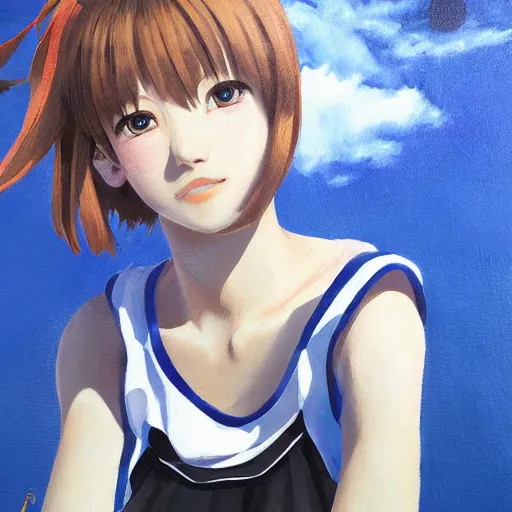 Image similar to a high detail portrait of high school girl by makoto sinkai, by BUNBUN, in simple background, CLIP STADIO, mad painting