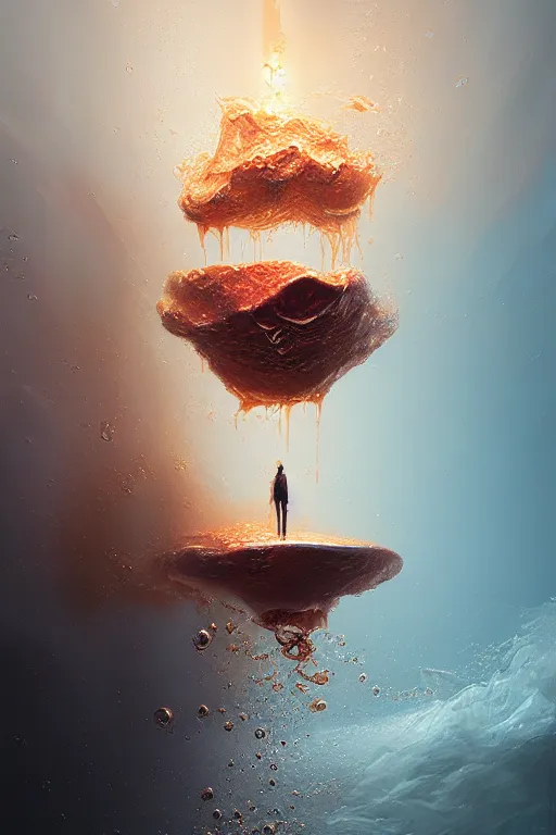 Prompt: 3 d, rain, flame, liquid rose gold, morning, liquid hot metal, poster art, high detail, intricate oil painting, multiple exposure, heaven mood, hyperrealism, 3 d, by tooth wu and wlop and beeple and greg rutkowski